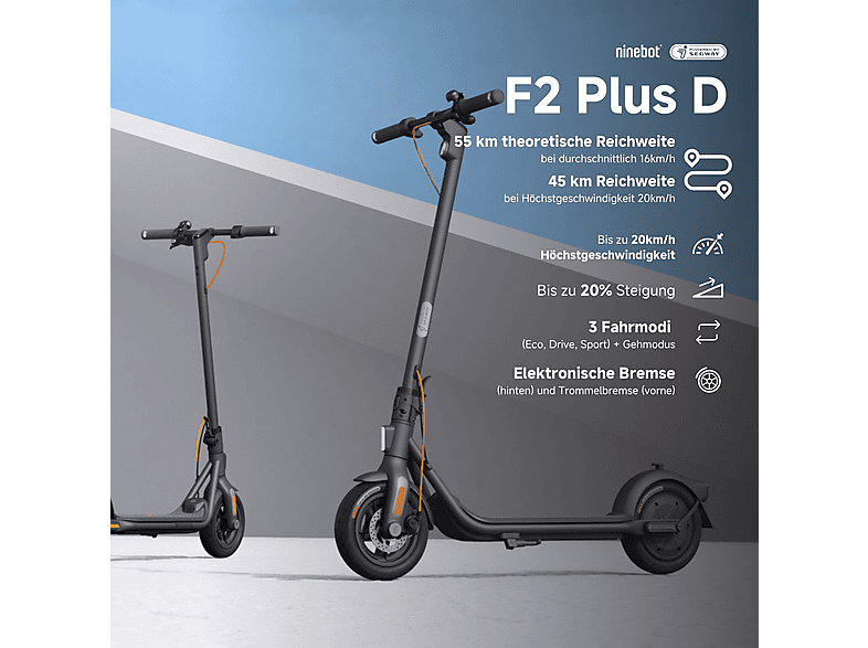 NINEBOT F2 Plus D E-Scooter (10 Zoll, Black)