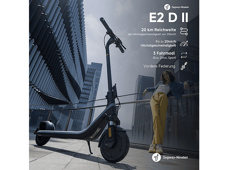 NINEBOT E2 DII Kickscooter E-Scooter (8,1 Zoll, schwarz)